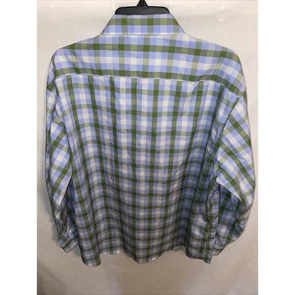 Egara Men’s Dress Shirt Size 2XL Blue Green Plaid Business Formal City Wedding - Picture 8 of 12
